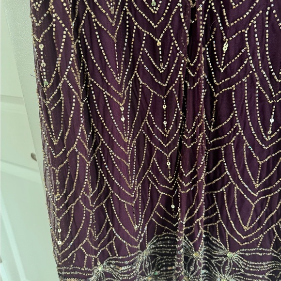 Pisarro Nights Plum Beaded Long-Sleeve Midi Dress - Picture 4 of 4